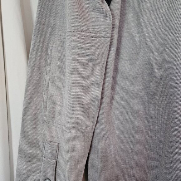 Harriton Men Stain Repel Workshirt Medium Light Charcoal Button Down Long Sleeve - Picture 5 of 8